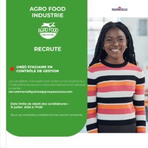 AGRO FOOD INDUSTRIE RECRUTE STAGIAIRE CONTROLE DE GESTION H/F 1784648997987