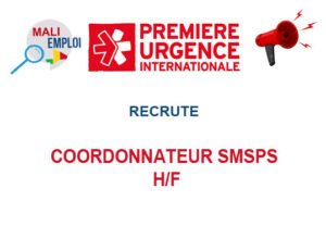 PREMIERE URGENCE INTERNATIONALE RECRUTE COORDONNATEUR SMSPS H/F COORD