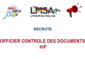 LITHIUM DU MALI RECRUTE OFFICIER CONTROLE DES DOCUMENTS H/F OFII-CON