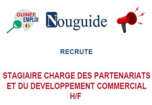 NOUGUIDE RECRUTE STAGIAIRE CHARGE DES PARTENARIATS ET DU DEVELOPPEMENT COMMERCIAL H/F STG