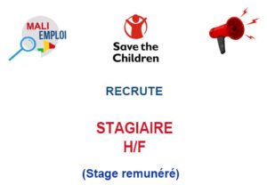 SAVE THE CHILDREN MALI RECRUTE STAGIAIRE H/F STGSA