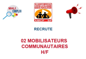 AMCP ALIMA RECRUTE MOBILISATEUR COMMUNAUTAIRE H/F image