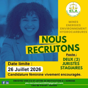 ELA RECRUTE 02 JURISTES STAGIAIRES H/F image