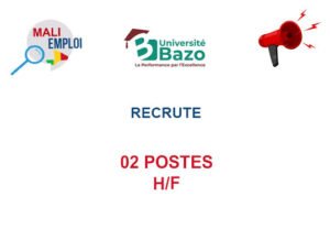 UNIVERSITE BAZO RECRUTE 02 POSTES H/F 02-POS