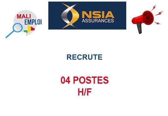 NSIA ASSURANCES MALI RECRUTE 04 POSTES H/F