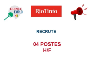 RIO TINTO RECRUTE 04 POSTES H/F image