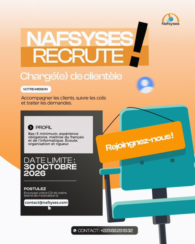 NAFSYSES RECRUTE CHARGE DE CIENTELE H/F 