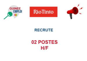 RIO TINTO RECRUTE 02 POSTES H/F image